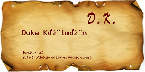 Duka Kálmán névjegykártya